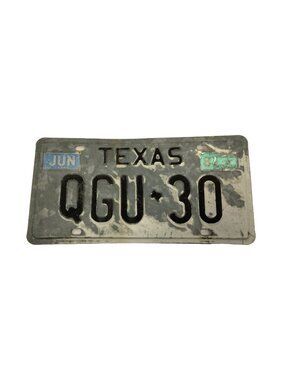 Texas Collectible License Plate 1981 Black White QGU 30